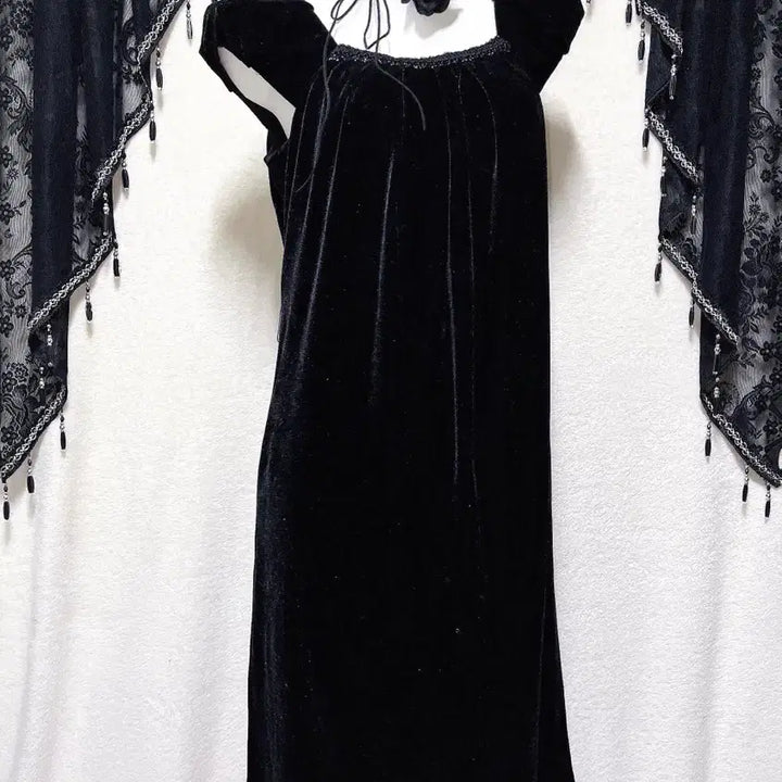 [BUNJANG] Romantic Gothic Velvet Black Dress / 로맨틱고딕 고스룩 벨벳 블랙 원피스 파티드레스 핀터 다크페어리 슈슈룬