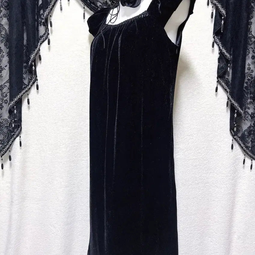 [BUNJANG] Romantic Gothic Velvet Black Dress / 로맨틱고딕 고스룩 벨벳 블랙 원피스 파티드레스 핀터 다크페어리 슈슈룬