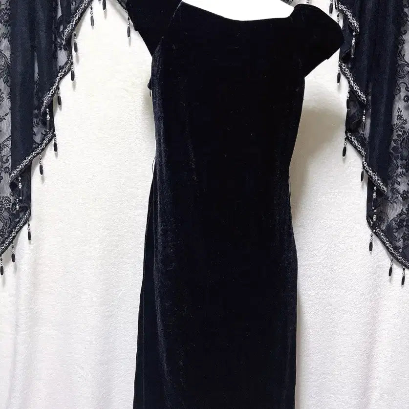 [BUNJANG] Romantic Gothic Velvet Black Dress / 로맨틱고딕 고스룩 벨벳 블랙 원피스 파티드레스 핀터 다크페어리 슈슈룬