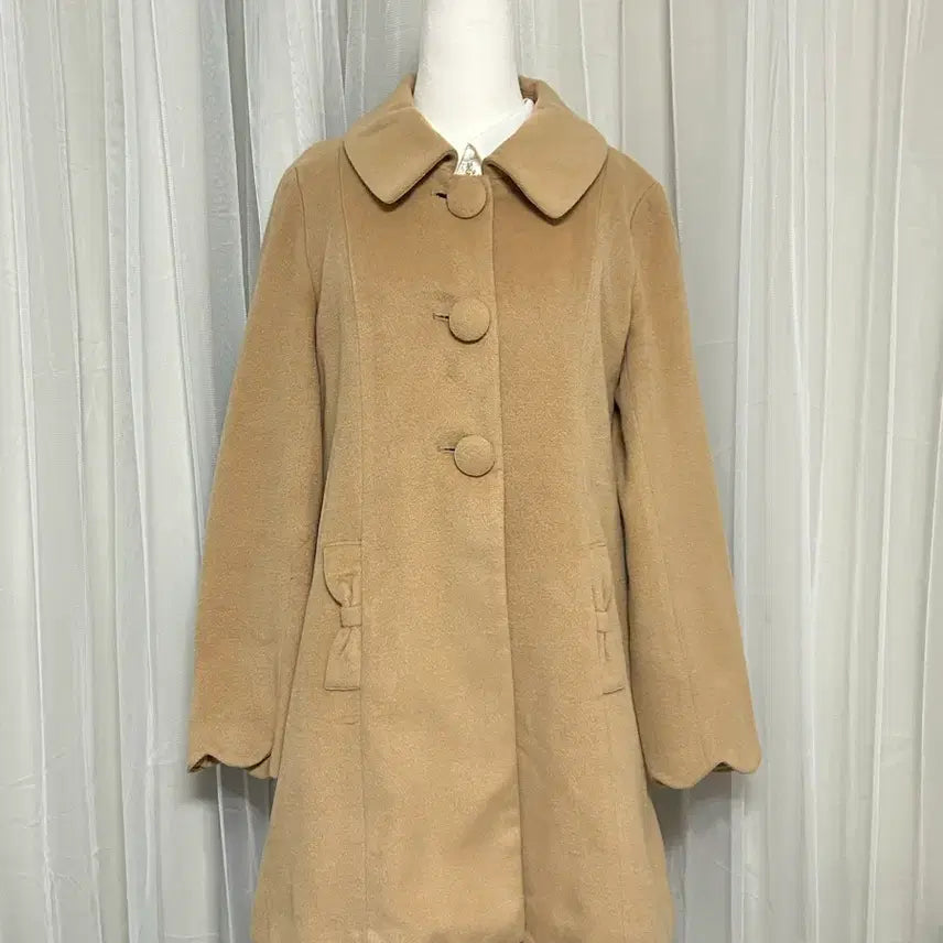 [BUNJANG] Liz Lisa Beige Ribbon A-line Coat / 라떼갸루 베이지 리본 에이라인 코트 리즈리사깔