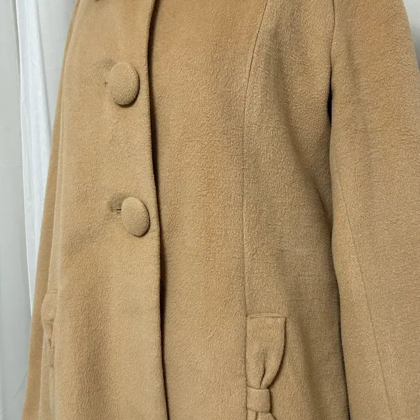 [BUNJANG] Liz Lisa Beige Ribbon A-line Coat / 라떼갸루 베이지 리본 에이라인 코트 리즈리사깔