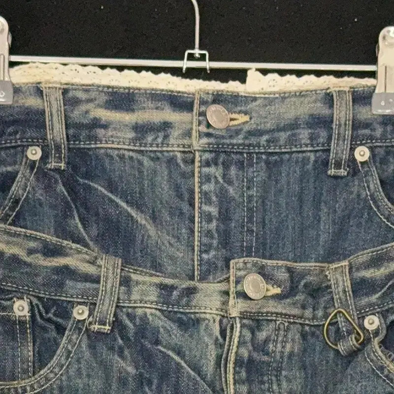 [BUNJANG] Vintage Japanese Double-Layered Denim Midi Skirt / 일본빈티지 더블레이더드 데님 미디 스커트M