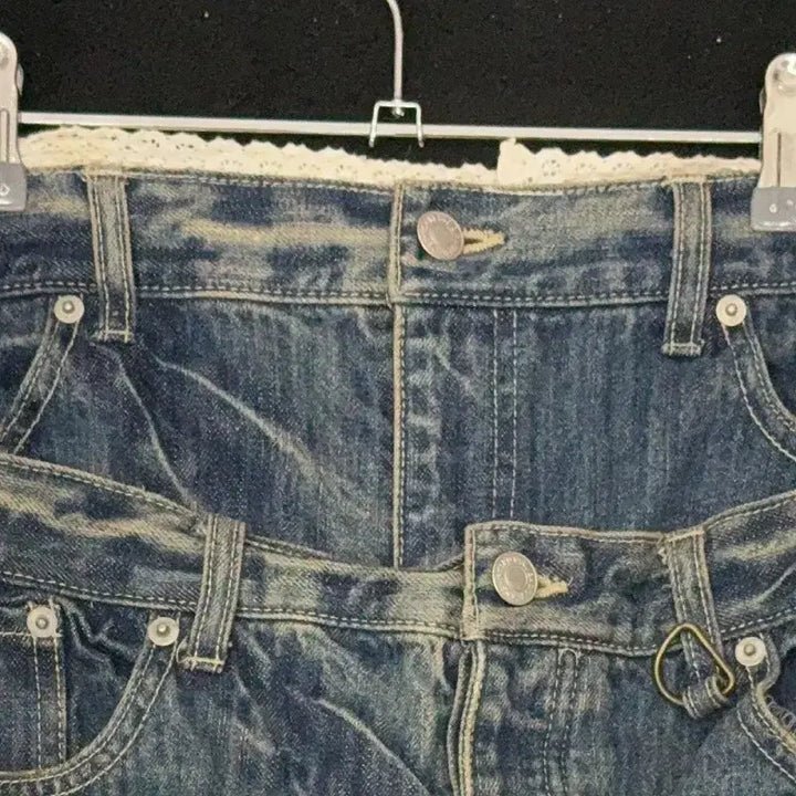 [BUNJANG] Vintage Japanese Double-Layered Denim Midi Skirt / 일본빈티지 더블레이더드 데님 미디 스커트M