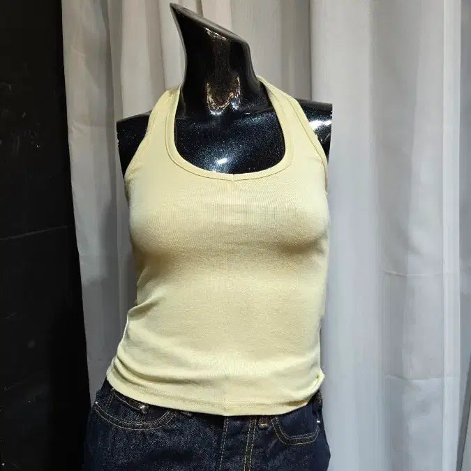 [BUNJANG] Halter Neck Top Tank / 홀드넥 연노랑 탑나시