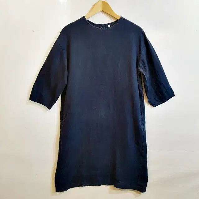 [BUNJANG] MUJI Linen 100% Navy Dress / 무인양품 MUJI 린넨 100% 원피스 네이비