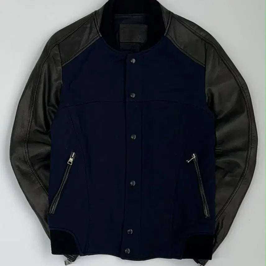 [BUNJANG] Time Homme Wool &amp; Leather Stadium Jacket / [95] 타임 옴므 양가죽 울 스타디움 바시티 슬리브 자켓