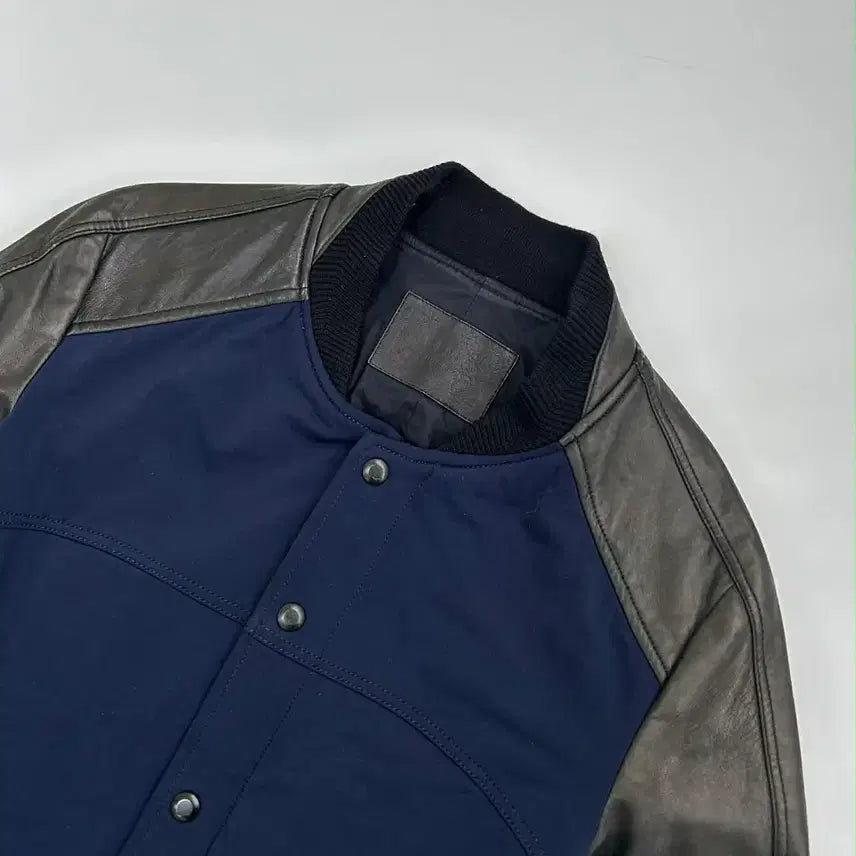 [BUNJANG] Time Homme Wool &amp; Leather Stadium Jacket / [95] 타임 옴므 양가죽 울 스타디움 바시티 슬리브 자켓