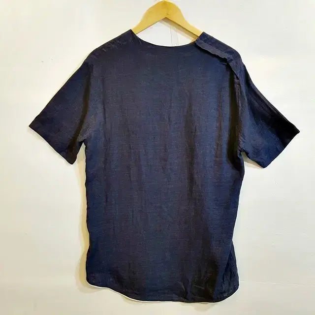 [BUNJANG] Gallia Linen 100% Blouse Navy / gallia 린넨 100% 블라우스 네이비