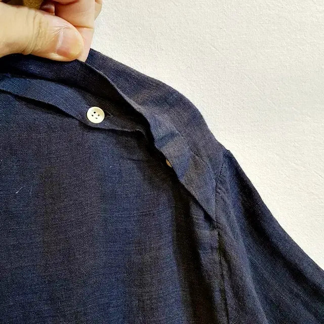 [BUNJANG] Gallia Linen 100% Blouse Navy / gallia 린넨 100% 블라우스 네이비