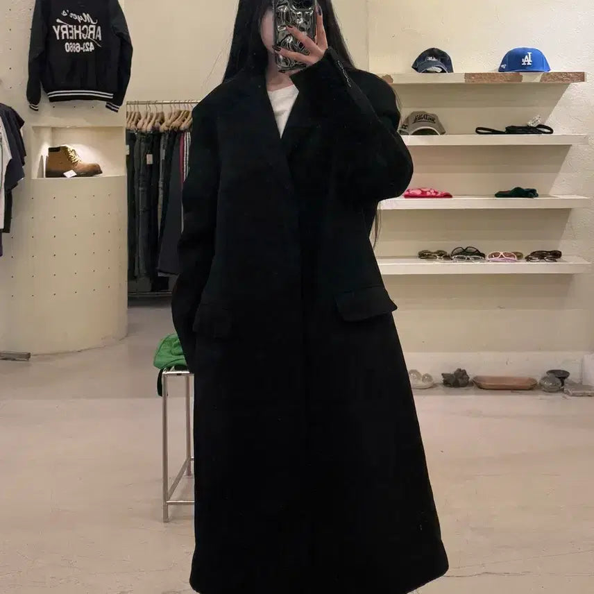 [BUNJANG] Toni Wek Wool Cashmere Single Coat - Black (U1141) / 토니웩 울 캐시미어 싱글 코트 블랙 U1141