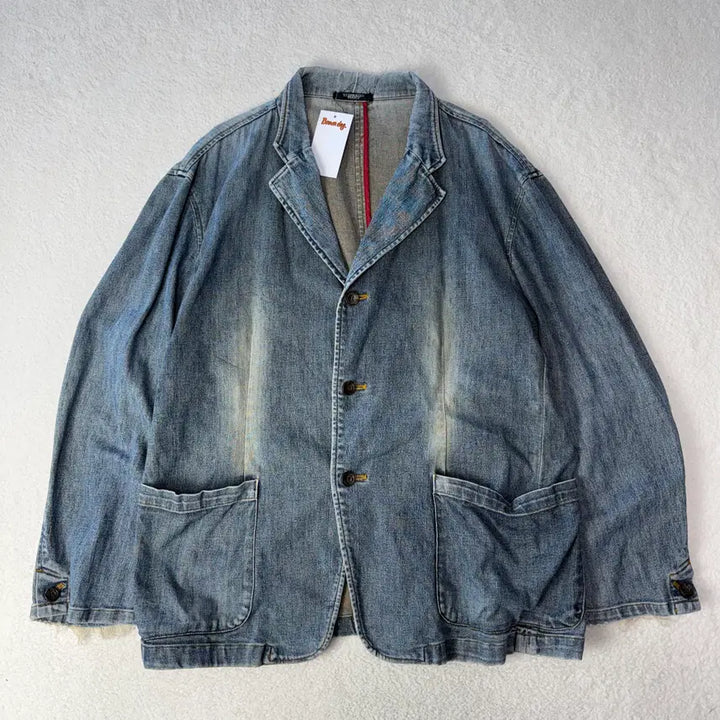 [BUNJANG] Tornado Mart Vintage Fading Coverall Denim Jacket / 토네이도 마트 빈티지 페이딩 커버올 데님 자켓