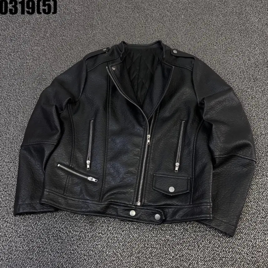 [BUNJANG] Black Leather Rider Jacket 0319 / 블랙 레더 라이더 자켓 0319
