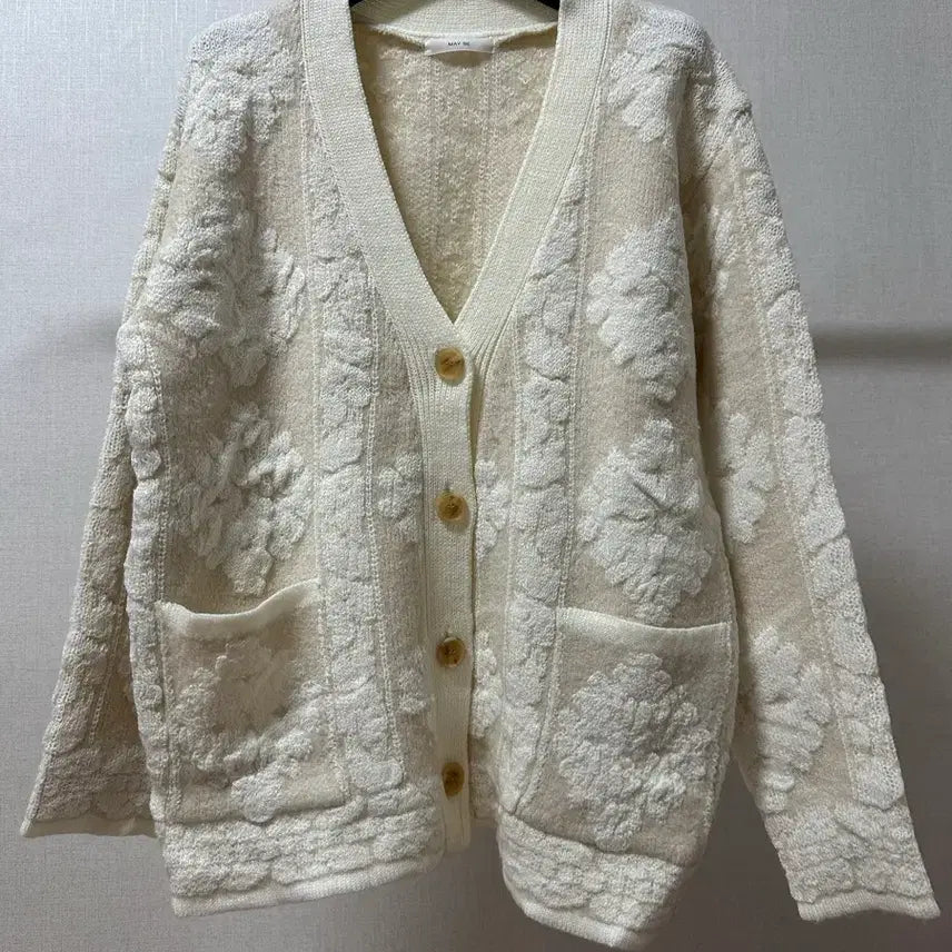 [BUNJANG] Floral Jacquard Knit Cardigan / (새상품) 플라워 패턴 자가드 니트 가디건