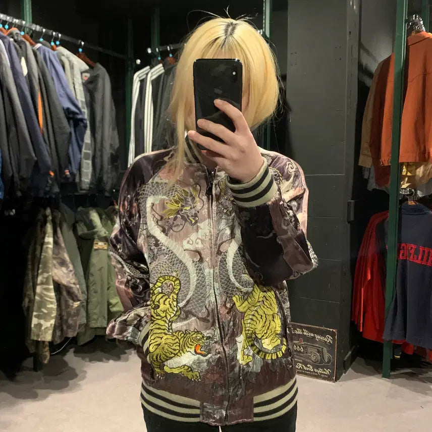[BUNJANG] Zara Reversible Tiger Embroidery Sukajan Jacket / (710) 자라 리버시블 호랑이자수 스카잔