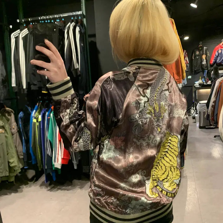 [BUNJANG] Zara Reversible Tiger Embroidery Sukajan Jacket / (710) 자라 리버시블 호랑이자수 스카잔