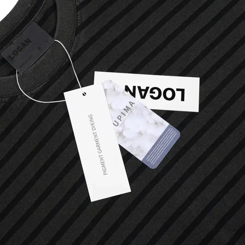 [BUNJANG] LOGAN Pigment Striped Long Sleeve T-shirt / LOGAN 단가라 피그먼트 긴팔티