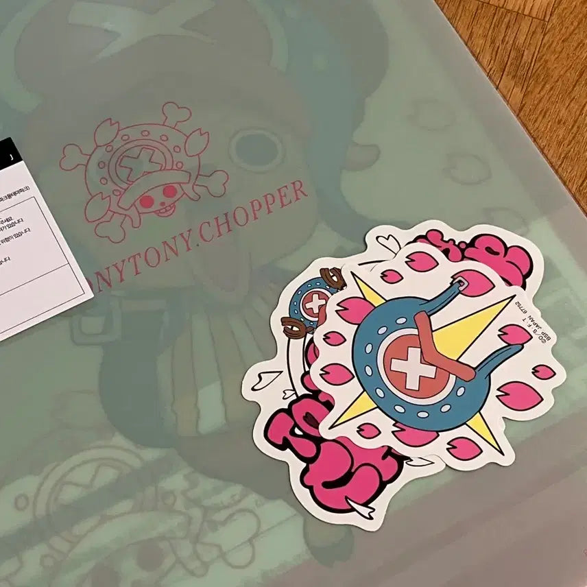 [BUNJANG] One Piece Chopper Clear File and Sticker Set / 원피스 쿠지 쵸파 클리어파일 스티커 세트