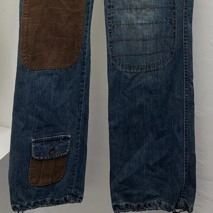 [BUNJANG] Y2K Corduroy Denim Pants / 코듀로이 포인트 Y2K 데님 팬츠