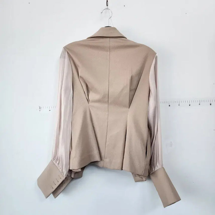 [BUNJANG] Rijina Beige Color Block Asymmetrical Jacket / Rijina 베이지 배색 언발란스 자켓