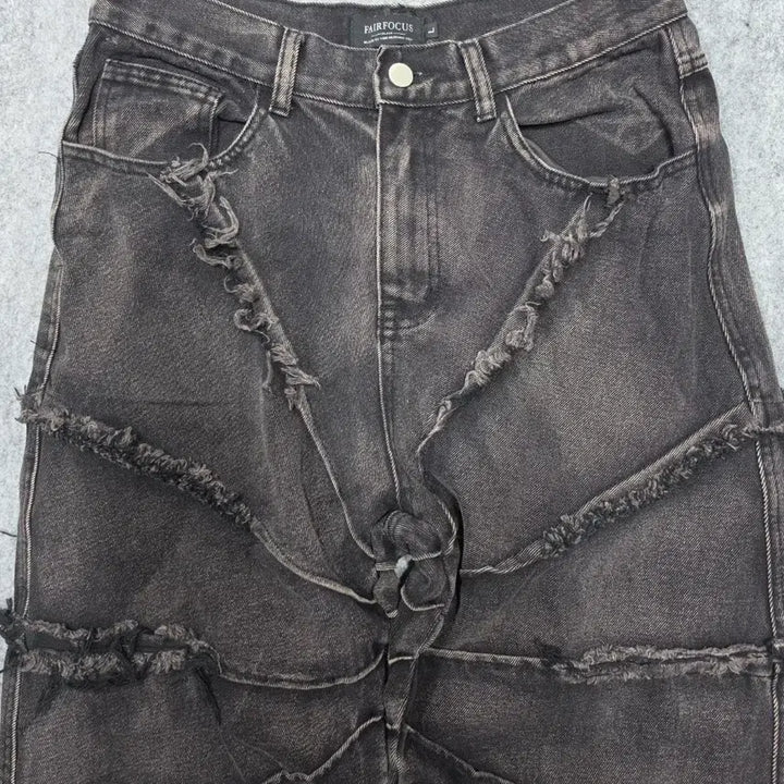 [BUNJANG] Vintage Tornado Grunge Wide Denim Pants L / 빈티지 토네이도 디테일 그런지 와이드 데님팬츠 L