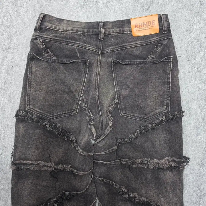 [BUNJANG] Vintage Tornado Grunge Wide Denim Pants L / 빈티지 토네이도 디테일 그런지 와이드 데님팬츠 L