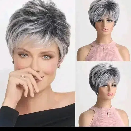 [BUNJANG] Silver Gray Short Cut Wig for Elderly Role / 은발 숏컷 가발 학예회 노인 연극 역할 할머니할아버지 회색 백발 그레이