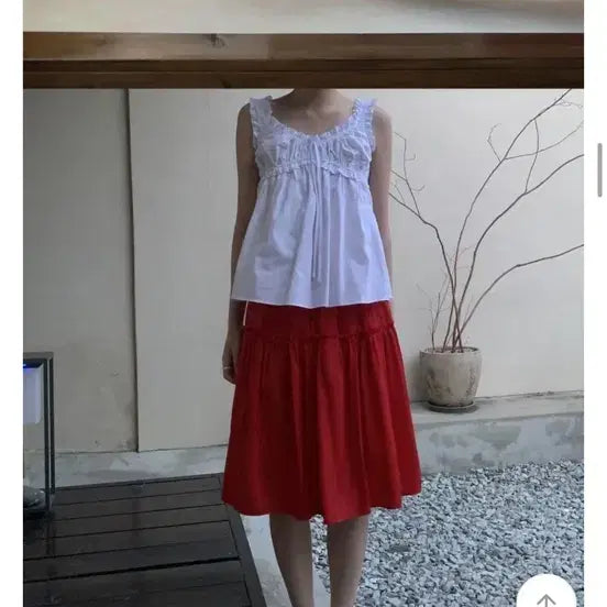 [BUNJANG] Daily Market Chacha Midi Skirt Red / 데일리마켓 차차미디스커트 레드 에프터먼데이 김아홉 블랙업 메이비베이비