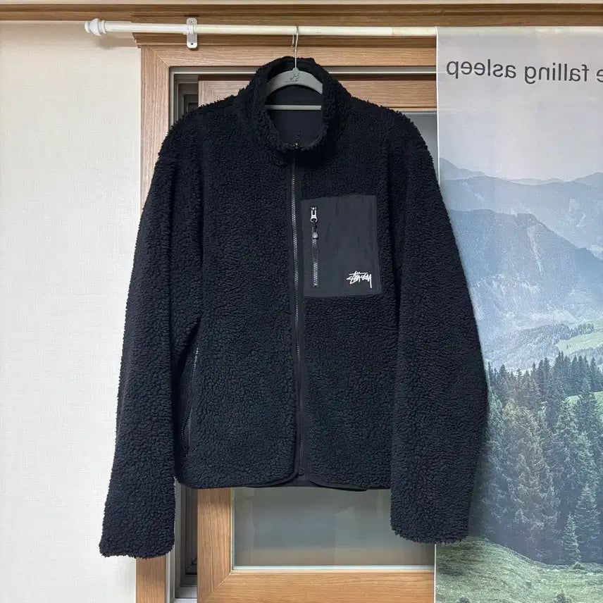 [BUNJANG] Stussy Sherpa Reversible Jacket Black / [L] 스투시 쉐르파 리버시블 자켓 블랙