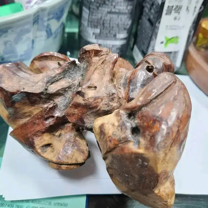 [SOLD OUT] 나무 조각 두꺼비 소년 조각상