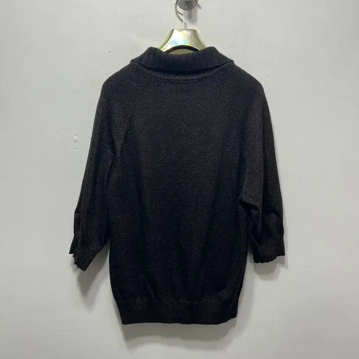 [BUNJANG] Karl Lagerfeld Black Knit Short Sleeve T-shirt (Size 55) / 칼 라거펠트 블랙 니트 반팔티 55사이즈