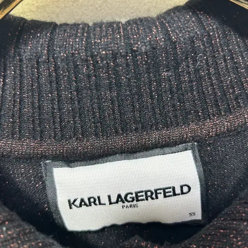 [BUNJANG] Karl Lagerfeld Black Knit Short Sleeve T-shirt (Size 55) / 칼 라거펠트 블랙 니트 반팔티 55사이즈