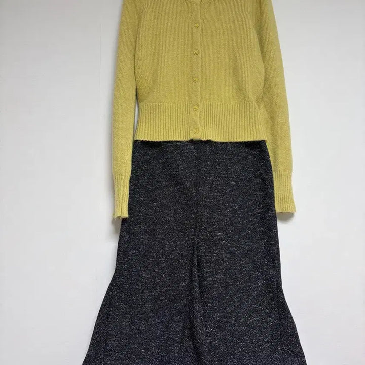 [BUNJANG] G-CUT Tweed Long Skirt &amp; Knit Cardigan Set / 할인 )G-CUT 트위드 롱스커트 니트 가디건 세트 코디 데일리