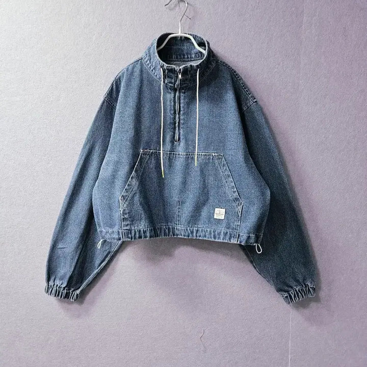 [BUNJANG] Denim Quarter Zip-Up Hoodie / 미사용)  데님 청 쿼터 집업 후드