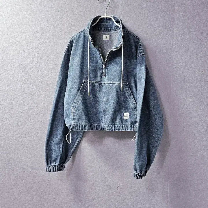 [BUNJANG] Denim Quarter Zip-Up Hoodie / 미사용)  데님 청 쿼터 집업 후드