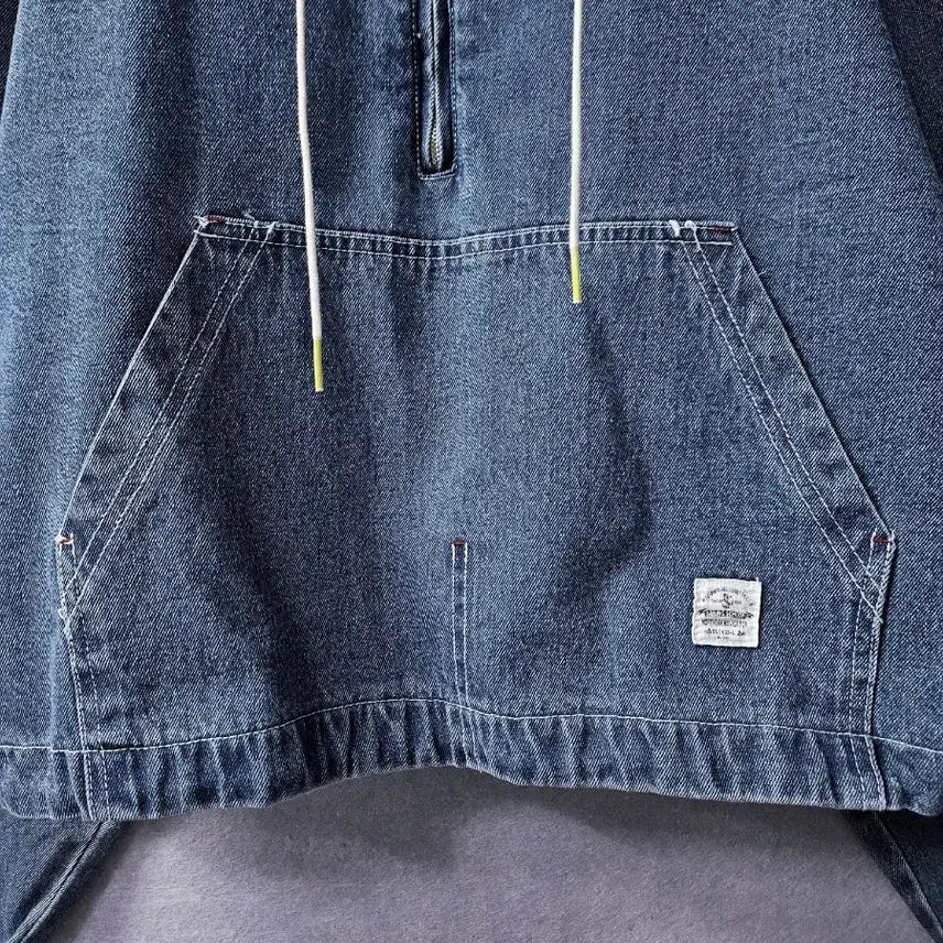 [BUNJANG] Denim Quarter Zip-Up Hoodie / 미사용)  데님 청 쿼터 집업 후드