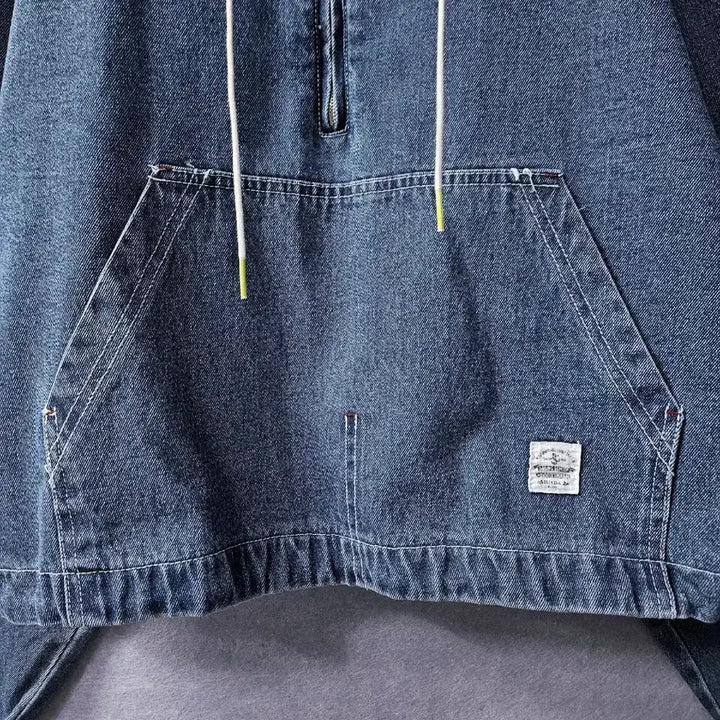 [BUNJANG] Denim Quarter Zip-Up Hoodie / 미사용)  데님 청 쿼터 집업 후드