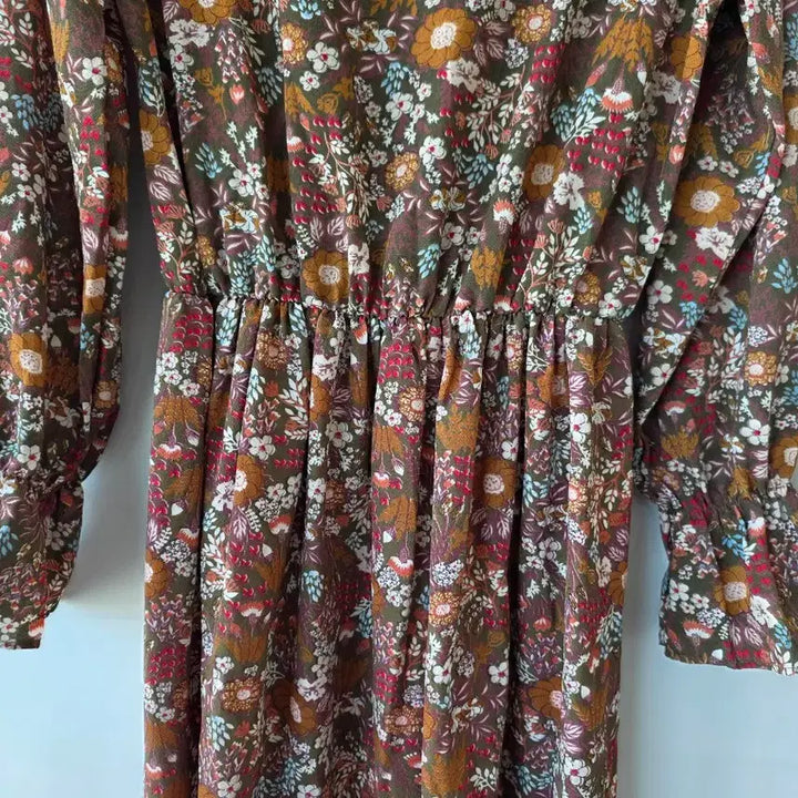 [SOLD OUT] 44-66)브라운 꽃무늬 밴딩원피스