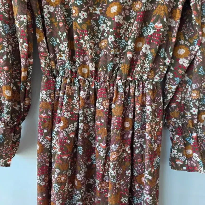 [SOLD OUT] 44-66)브라운 꽃무늬 밴딩원피스