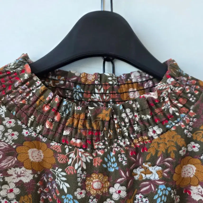 [SOLD OUT] 44-66)브라운 꽃무늬 밴딩원피스