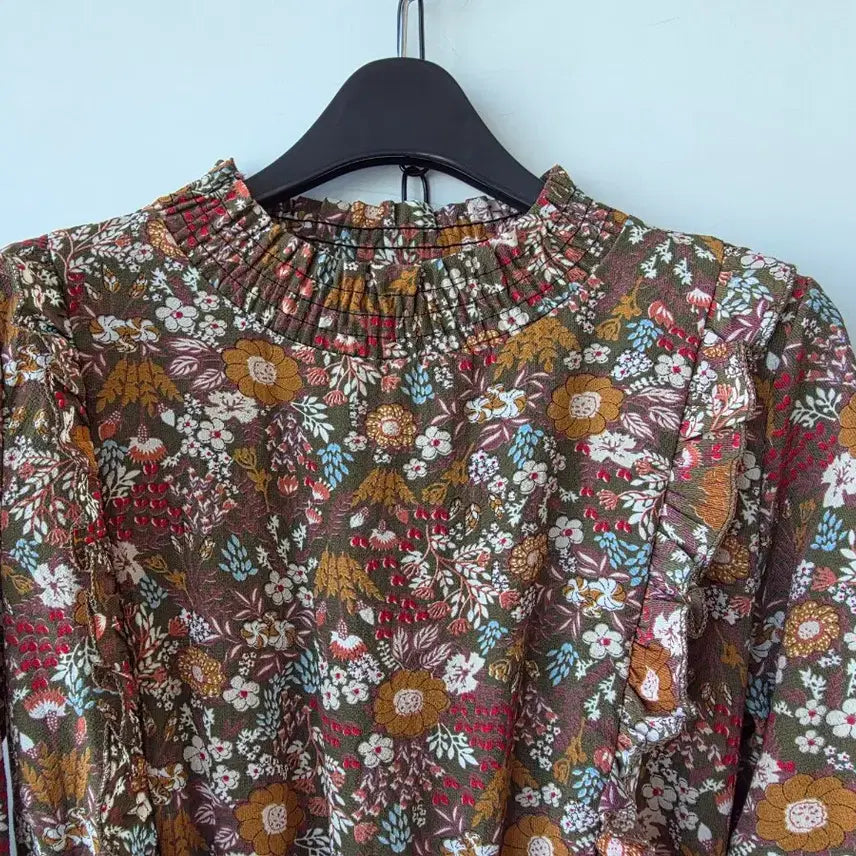 [SOLD OUT] 44-66)브라운 꽃무늬 밴딩원피스