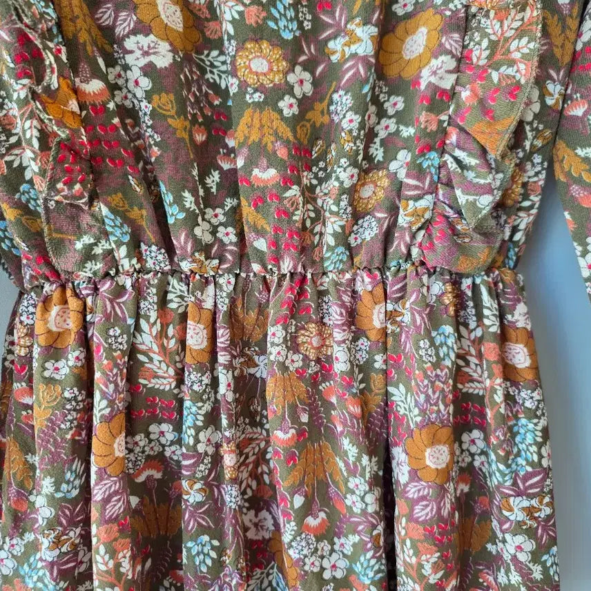 [SOLD OUT] 44-66)브라운 꽃무늬 밴딩원피스