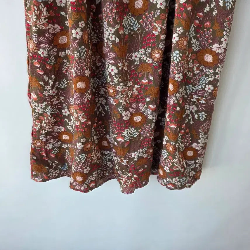 [SOLD OUT] 44-66)브라운 꽃무늬 밴딩원피스