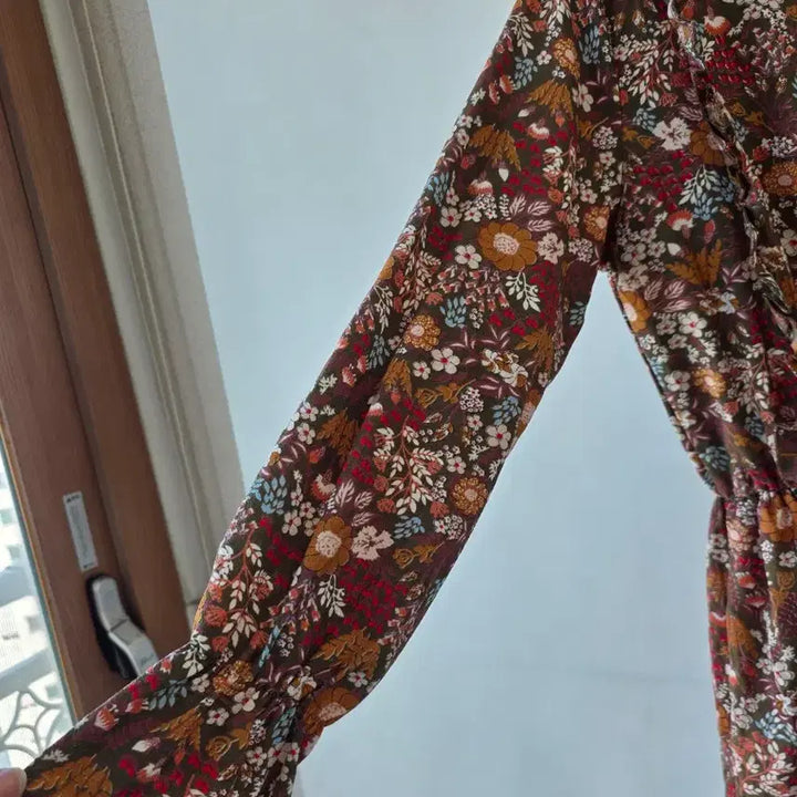 [SOLD OUT] 44-66)브라운 꽃무늬 밴딩원피스