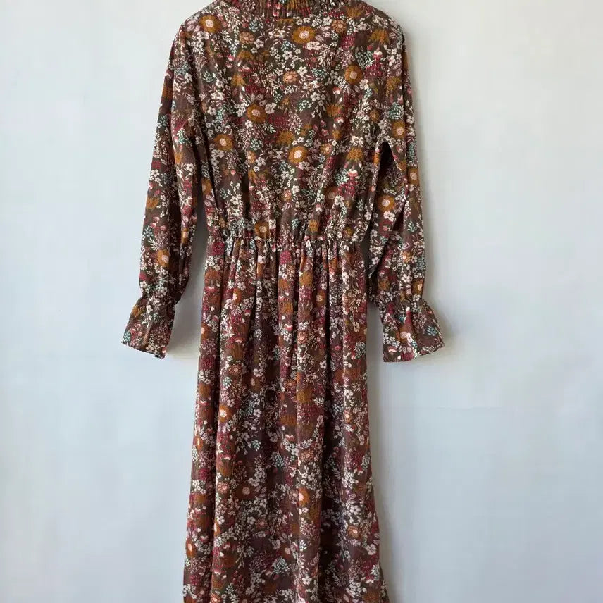[SOLD OUT] 44-66)브라운 꽃무늬 밴딩원피스