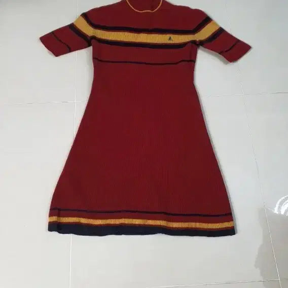 [BUNJANG] Vintage Burgundy Knit Dress / 빈폴 반팔 니트 원피스 버건디