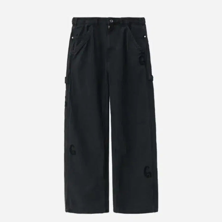 [BUNJANG] Polytelu Patched Hammer Dark Charcoal Navy Pants / (1) 폴리테루 패치드 해머 다크차콜네이비