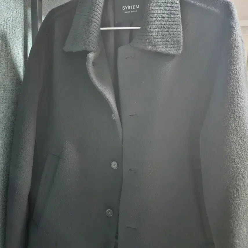 [BUNJANG] SYSTEM Homme Cashmere Blend Rib Block Collar Jacket / SYSTEM Homme 핸드메이드 캐시미어 블렌드 리브 블록 칼라 자켓