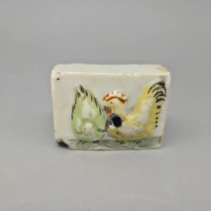 [BUNJANG] Antique White Porcelain Rooster Water Dropper / 골동품 도자기 백자 채색 계문 연적