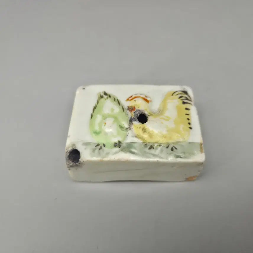 [BUNJANG] Antique White Porcelain Rooster Water Dropper / 골동품 도자기 백자 채색 계문 연적