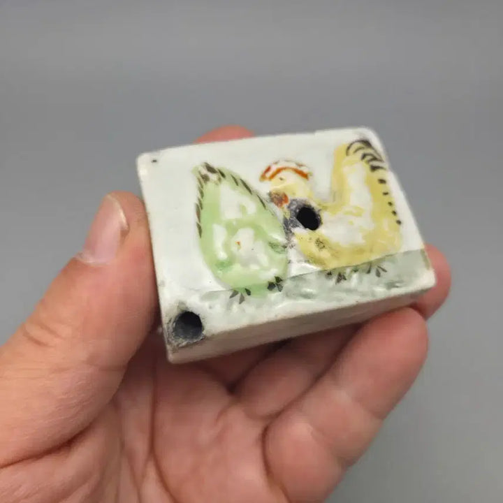 [BUNJANG] Antique White Porcelain Rooster Water Dropper / 골동품 도자기 백자 채색 계문 연적